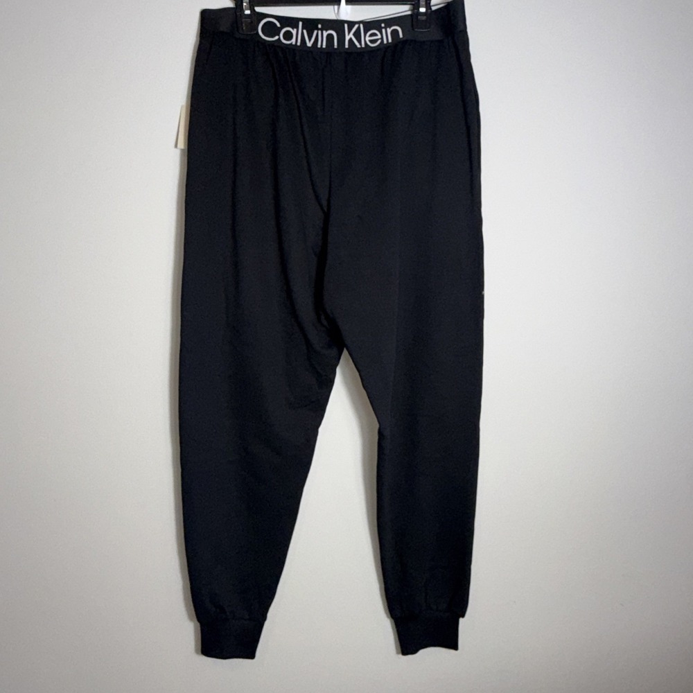 Calvin Klein Mens Large Black Cotton Microfiber Bold Logo Sleepwear Pants Pajama - Picture 2 of 10